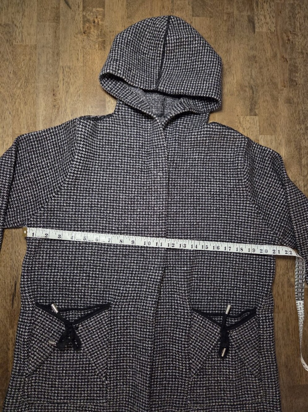 Hooded Long Knit Detailed Back And Pockets Coatigan - Picture 9 of 11